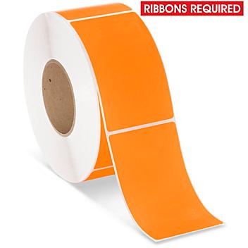 Industrial Thermal Transfer Labels - Fluorescent Orange, 3 x 5", Ribbons Required S-17063O