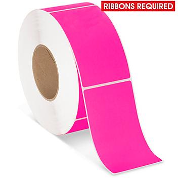 Industrial Thermal Transfer Labels - Fluorescent Pink, 3 x 5", Ribbons Required S-17063P