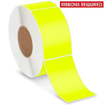 Industrial Thermal Transfer Labels - Fluorescent Yellow, 3 x 5", Ribbons Required S-17063Y