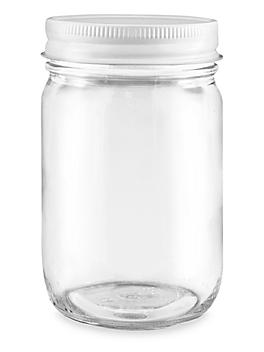 Wide-Mouth Glass Jars - 12 oz, Metal Lid S-17074M