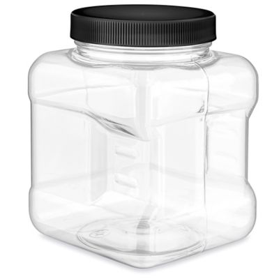 Plastic Grip Jars Skid Lot - 16 oz, Black Cap S-17075S-BL