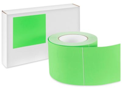 Blank Inventory Rectangle Labels - Fluorescent Green, 4 x 4" S-17079FG