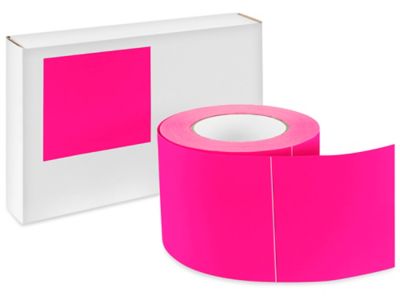 Blank Inventory Rectangle Labels - Fluorescent Pink, 4 x 4