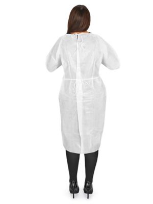Uline Fluid-Resistant Gowns, White - Box of 50