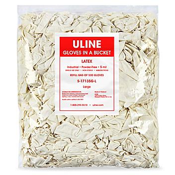 Uline Industrial Latex Gloves in a Bucket Refill Bag - Powder-Free, Large S-17135G-L