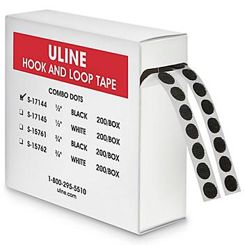 Uline Hook and Loop Dots Combo Pack - 1/2", Black S-17144