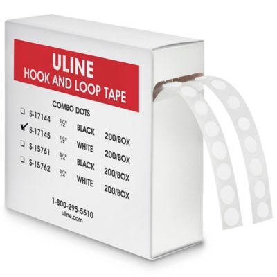 Uline Hook and Loop Dots Combo Pack - 1/2, Black