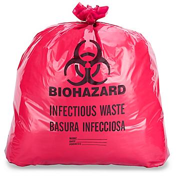 Biohazard Trash Liner - 40-45 Gallon, 3.0 Mil, Infectious Waste, Red S-17202