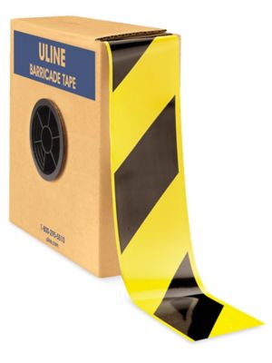 Striped Barricade Tape - 3" x 1,000', Black/Yellow S-17224