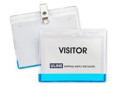 Color Coded Name Badge Holders - 4 x 3, Blue S-17242BLU - Uline