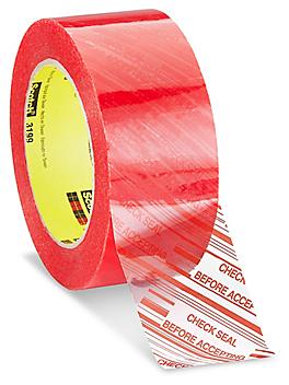 3M 3199 Security Tape - "Check Seal Before Accepting", 2" x 110 yds S-17340