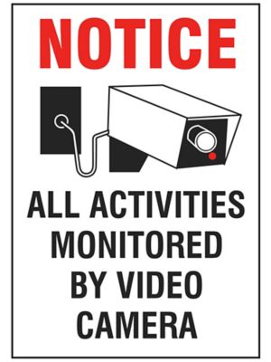 "Monitored By Video Camera" Sign - Vinyl, Adhesive-Backed S-17342V
