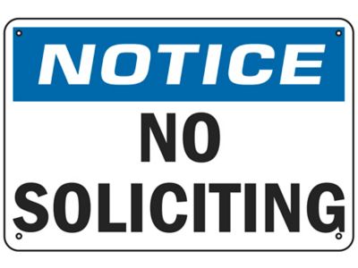 "No Soliciting" Sign - Aluminum S-17344A