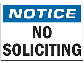 "No Soliciting" Sign - Vinyl, Adhesive-Backed S-17344V