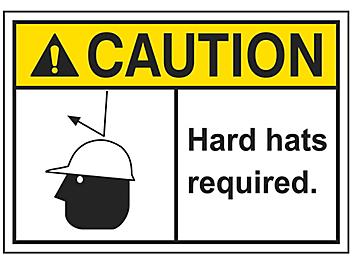 "Hard Hats Required" Sign - Vinyl, Adhesive-Backed S-17345V