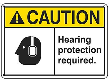 "Hearing Protection Required" Sign - Plastic S-17346P