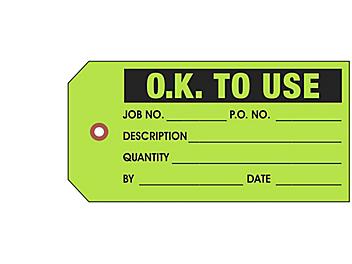 Inspection Tags - "Ok To Use"