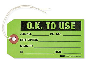 Inspection Tags - "Ok To Use", Pre-strung S-17552PS