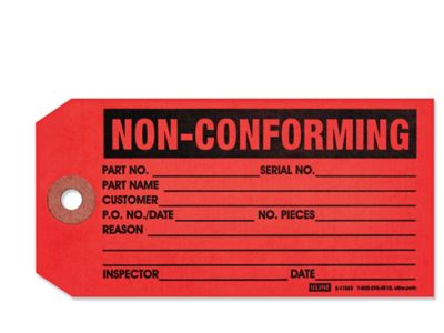 1-Part Inspection Tags - "Non-Conforming"