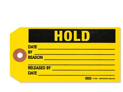 1Part Inspection Tags "Hold", Plain S17554PLAIN Uline