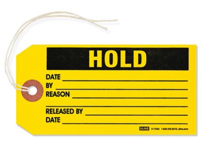 1-Part Inspection Tags - "Hold", Pre-strung S-17554PS