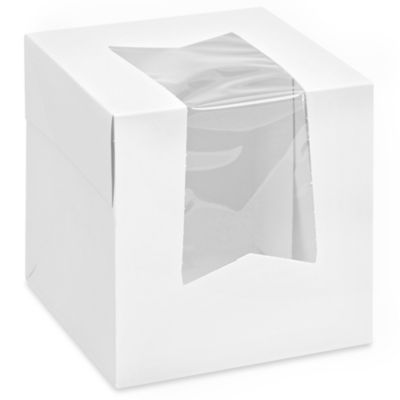 Window Cake Boxes - 4 1/2 x 4 1/2 x 4 1/2, White S-17565 - Uline