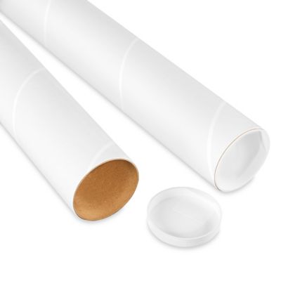 White Mailing Tubes with End Caps - 3 x 25" S-17797