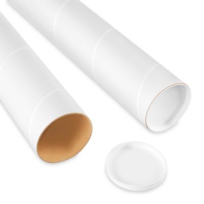 1.5 x 9 White Mailing Tubes with Caps Case/50