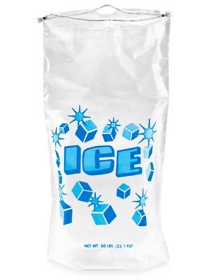 Ice Bags 8 lb with Drawstring, 50 Count Ice Bags for Ice Machine,  Heavy-Duty Reusable Ice Cube Bags, Portable Storage and Freezer Keeper