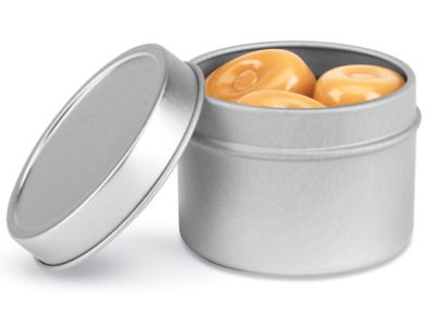 Deep Metal Tins - Round, 2 oz, Window Lid, Silver S-17908 - Uline