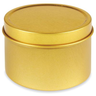 100oz 603x700 Gold Metal Food Can and Gold Regular Lid - Wells Can