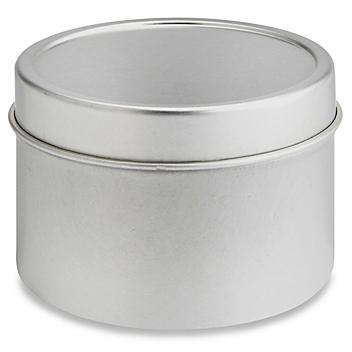 Deep Metal Tins - Round, 4 oz, Solid Lid, Silver S-17906SIL