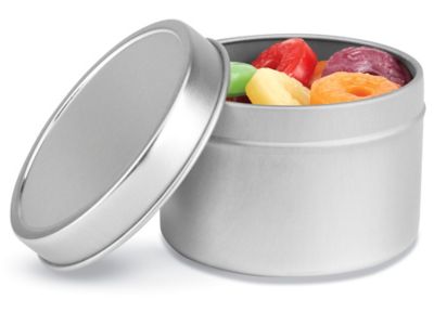 Deep Metal Tins - Round, 10 oz, Solid Lid, Silver