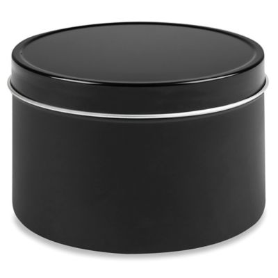Deep Metal Tins - Round, 14 oz, Solid Lid, Black S-17907BL