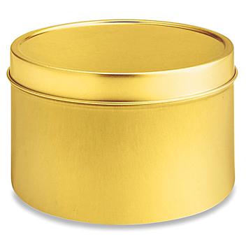 Deep Metal Tins - Round, 14 oz, Solid Lid, Gold S-17907GOLD