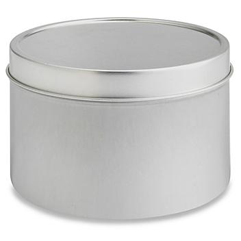 Deep Metal Tins - Round, 14 oz, Solid Lid, Silver S-17907SIL