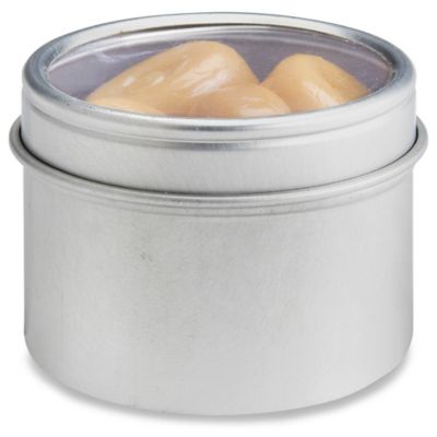 Deep Metal Tins - Square, 12 oz, Solid Lid, Silver S-23231 - Uline