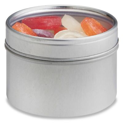  Deep Metal Tins - Round, 4 oz, Window Lid