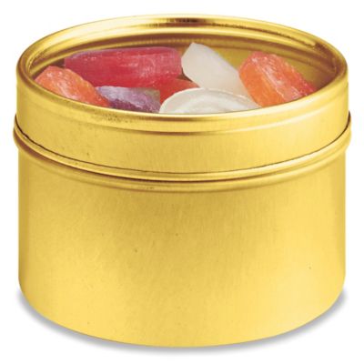 Deep Metal Tins - Round, 4 oz, Window Lid, Gold S-17909GOLD