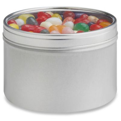 Deep Metal Tins - Round, 14 oz, Window Lid, Silver S-17910