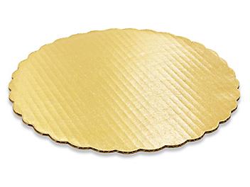 Round Scalloped Cake Pad - 10", Gold S-17920