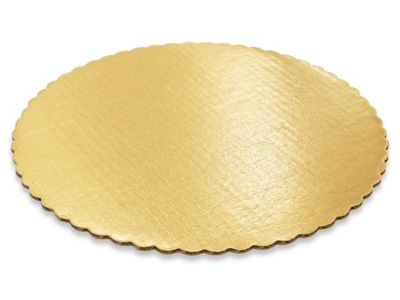 Round Scalloped Cake Pads - 12", Gold S-17921