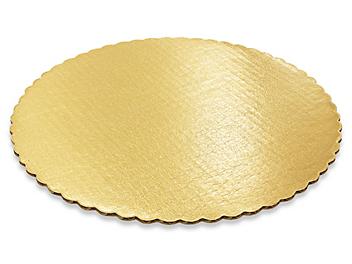 Round Scalloped Cake Pad - 12", Gold S-17921