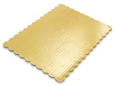 Scalloped Cake Pad - 1/4 Sheet, Gold S-17922 - Uline