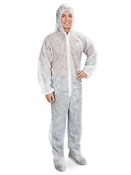 Uline Economy Deluxe Coverall with Hood, Zip Front - White, 2XL S-17930W-2X