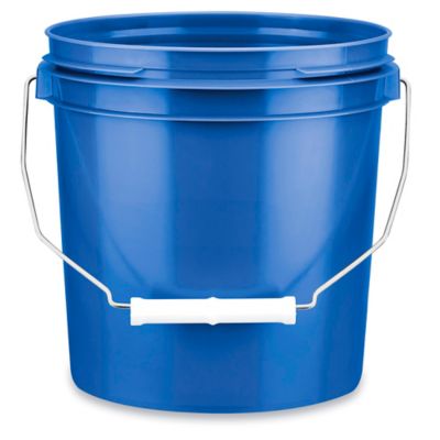 Premium Vector  Blue plastic pail with yellow handle bucketful