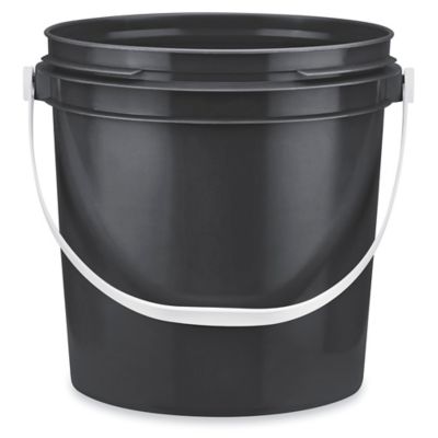 Plastic Pail with Plastic Handle - 1 Gallon, Gray S-17943GR - Uline