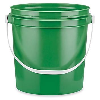Plastic Pail with Plastic Handle - 1 Gallon, Green S-17943G
