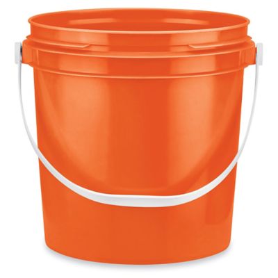 ORANGE PLASTIC BUCKET WITH HANDLE 1 CT.