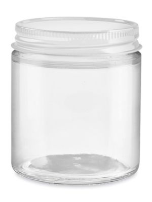 16 oz Clear Straight Sided Glass Jar with White Lid